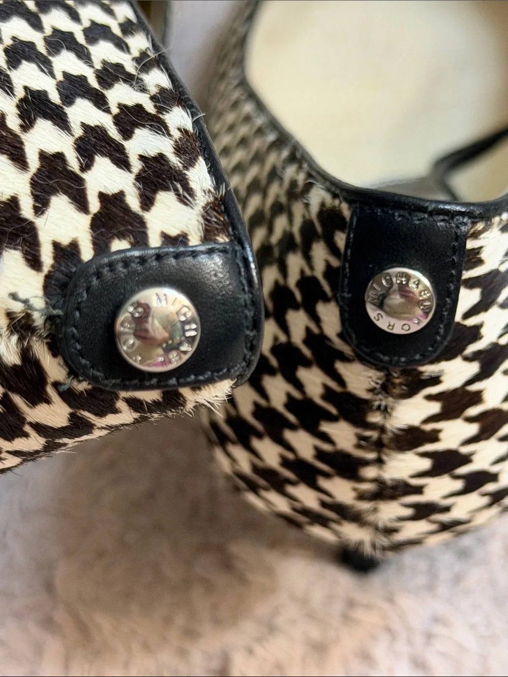 MICHAEL Michael Kors Black & White Houndstooth Pointed Toe Flats